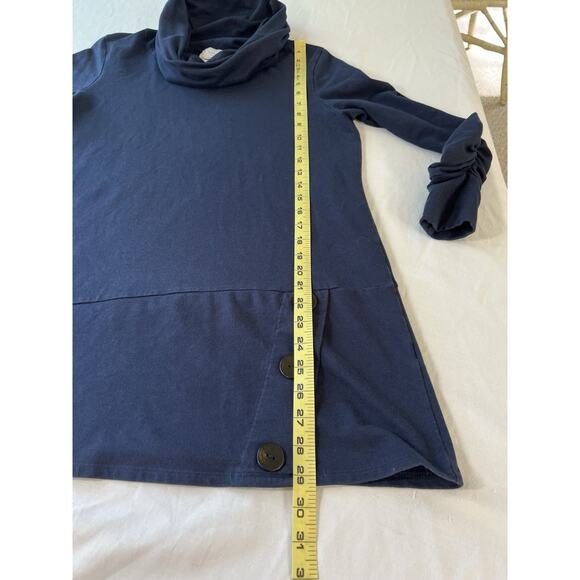 Chalet et Cici Blue Cowl Neck Ruched Tunic SZ SM Lagenlook Oversized Capsule - Picture 6 of 10